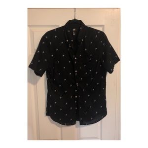 Men’s Button Down Navy Palm Tree Shirt